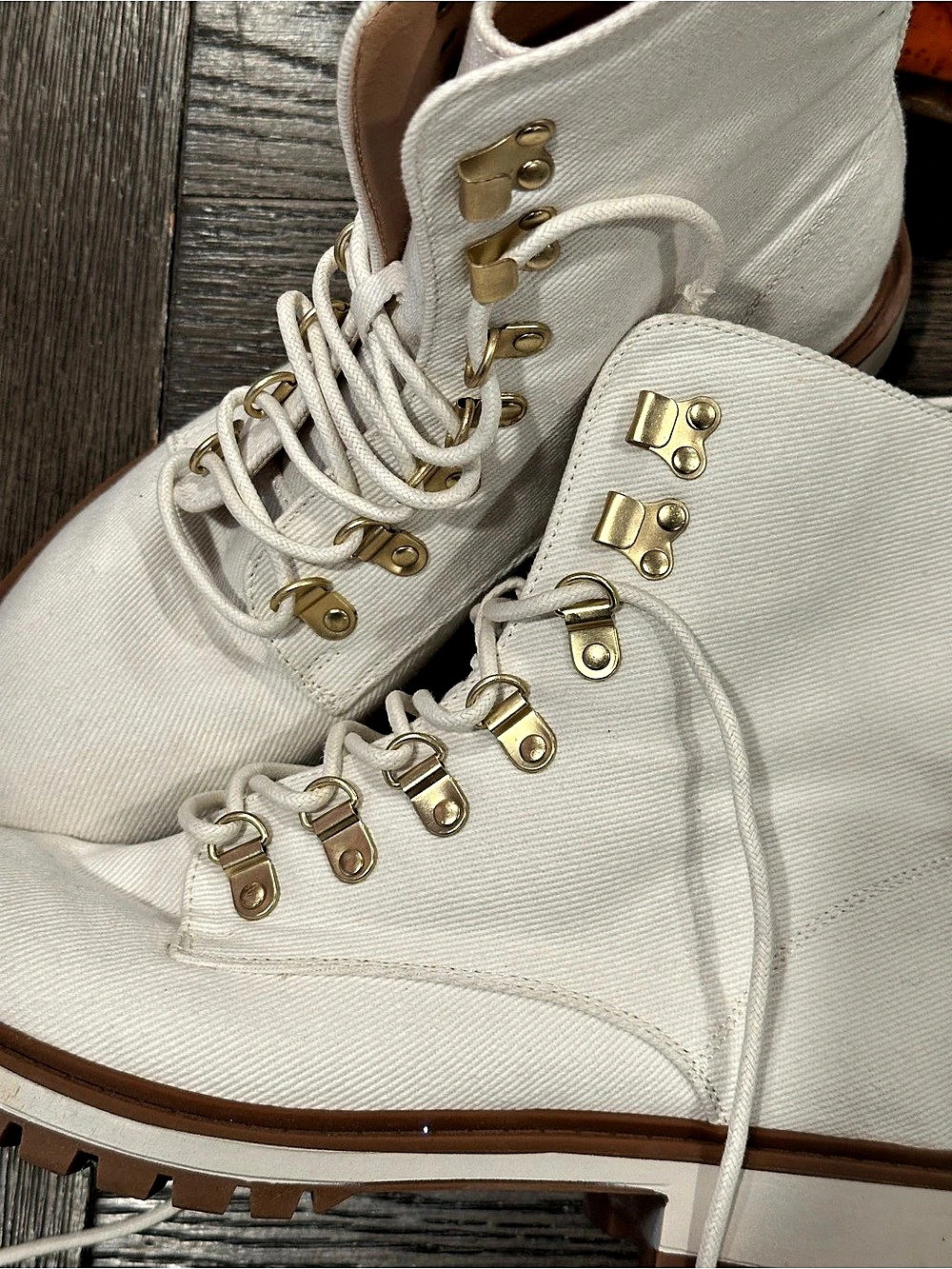 White Lace-Up Ankle Boots